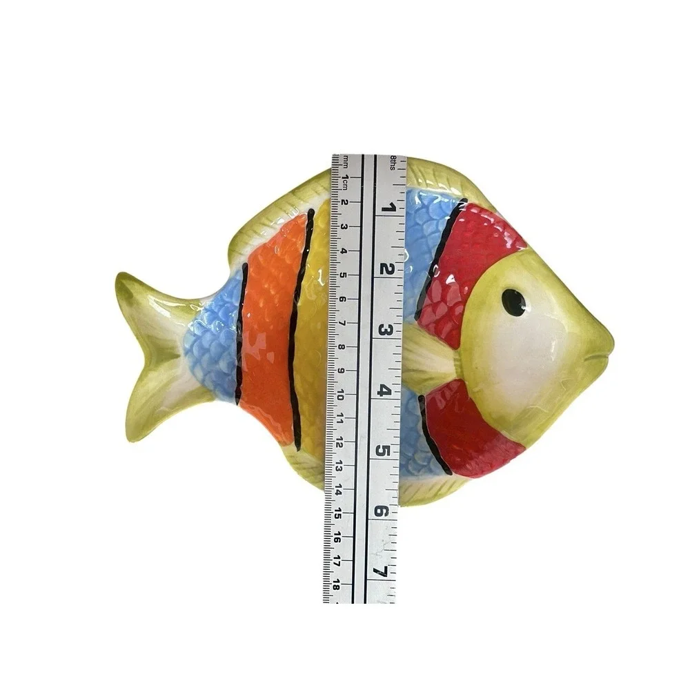 Pier 1 Imports Fish Plates Dishes Colorful Figural Beach Coastal Summer‎ Decor